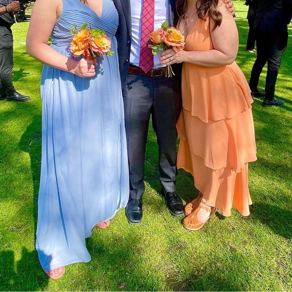 Lulu’s Celebration Time Light Orange Sleeveless Tiered Midi Dress - Picture 4 of 5